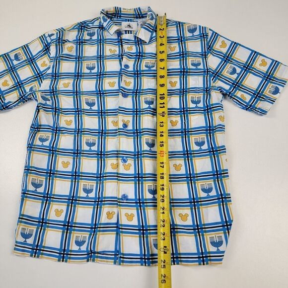 Disney Parks 2023 Mickey Mouse Icon Hanukkah Woven Button Up Shirt Men Sz Small - Picture 4 of 10